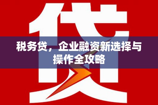 汤阴税务贷，企业融资新选择与操作全攻略