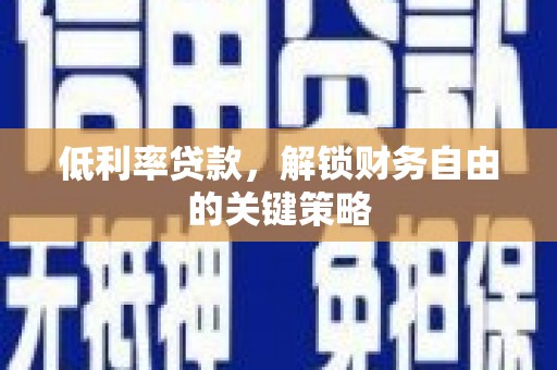 汤阴低利率贷款，解锁财务自由的关键策略