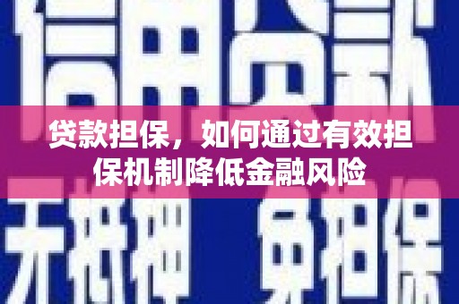 汤阴贷款担保，如何通过有效担保机制降低金融风险
