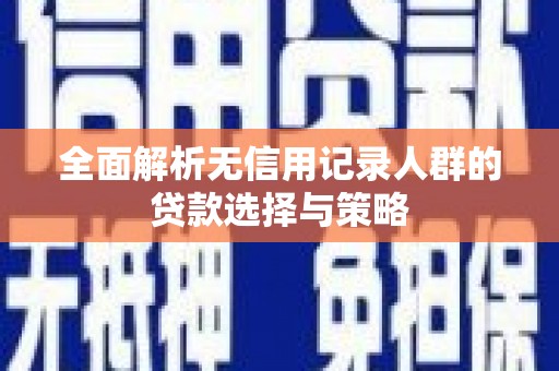汤阴全面解析无信用记录人群的贷款选择与策略